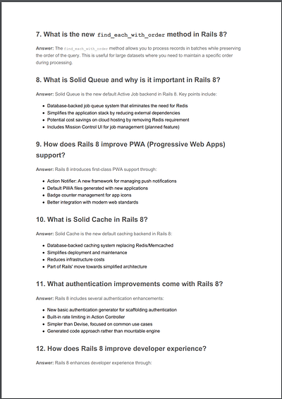 Ruby On Rails 8 Interview Handbook Preview