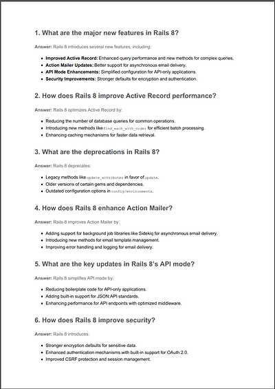 Ruby On Rails 8 Interview Handbook Preview